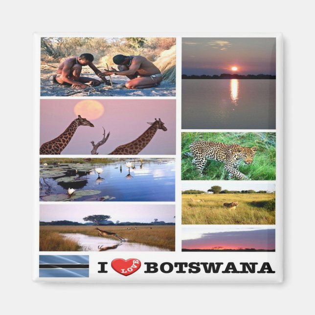 Imã zBW003 BOTSWANA I AMOR, Mosaico, África, geladeira (Frente)