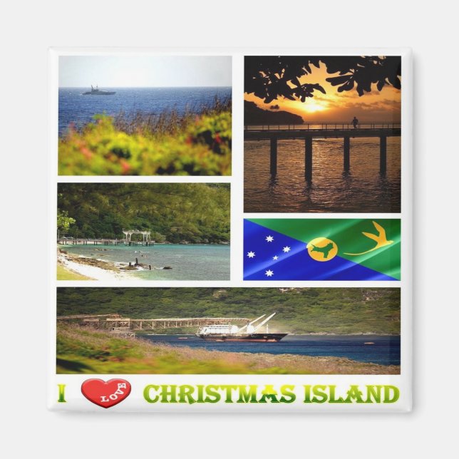 Imã zCX003 NATAL ISLAND, I Love, Mosaic, Fridge (Frente)