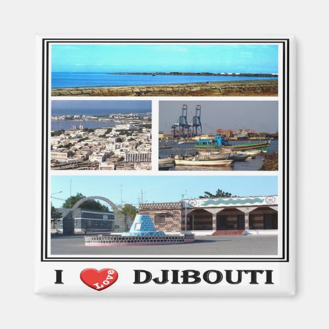 Imã zDJ007 DJIBOUTI I Love, Mosaico, África, geladeira (Frente)