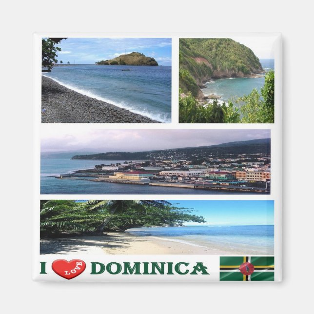 Imã zDM003 DOMINICA I Love, Mosaic, America, Fridge (Frente)