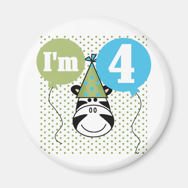 Imã Zebra 4º Aniversário T-shirts e presentes (Frente)