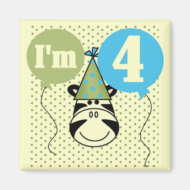 Imã Zebra 4º Aniversário T-shirts e presentes (Frente)