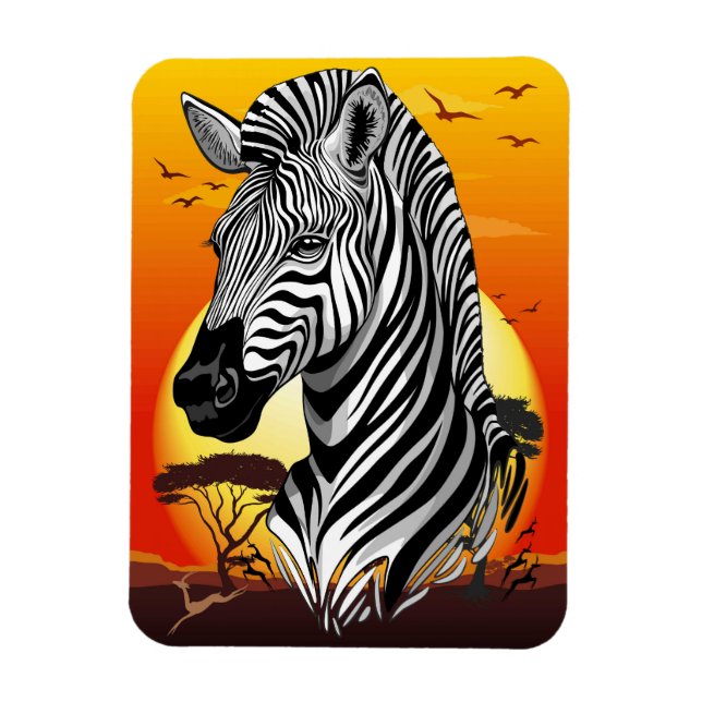 Ímã Zebra African Savanna Wild Animal (Vertical)