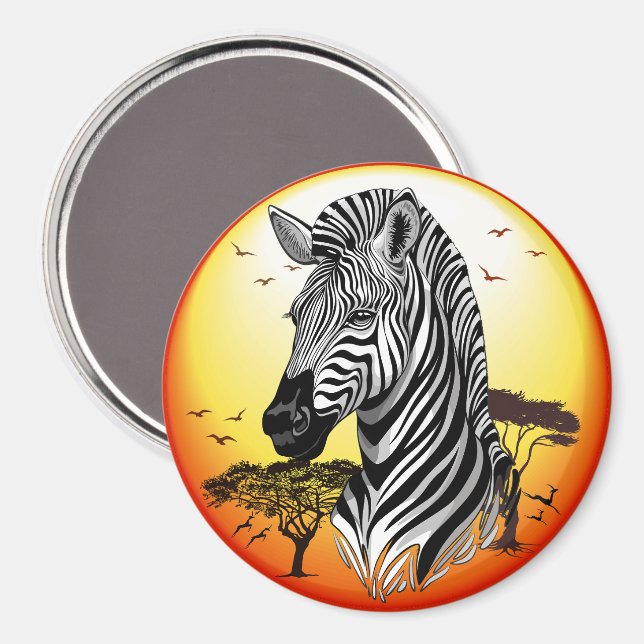 Imã Zebra African Savanna Wild Animal (Front/Back)
