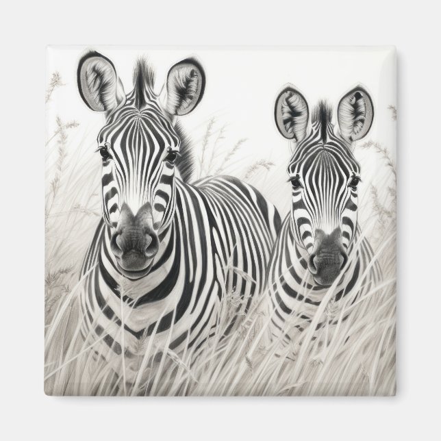 Imã Zebra Animal Discovery Wild Nature Sketch Art (Frente)