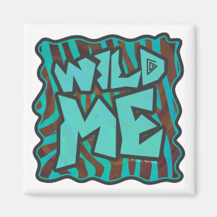 Imã Zebra Brown e Teal Wild Me Design