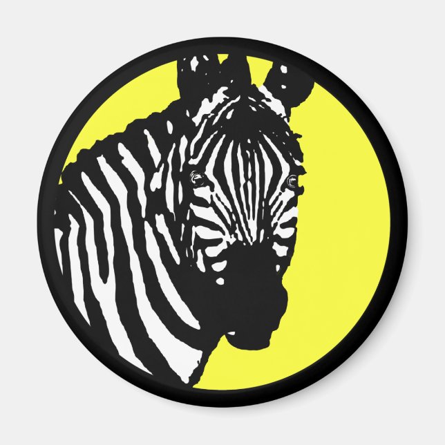 Imã zebra. círculo personalizável de cor. (Frente)