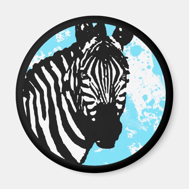 Imã zebra. círculo personalizável de cor. (Frente)