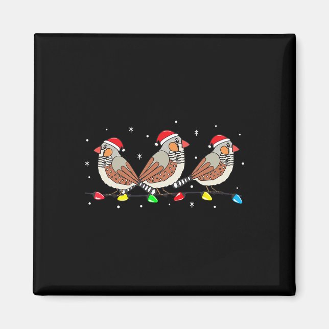 Imã Zebra Finch Pássaro Natal Luzes Engraçadas Pet Xma (Frente)