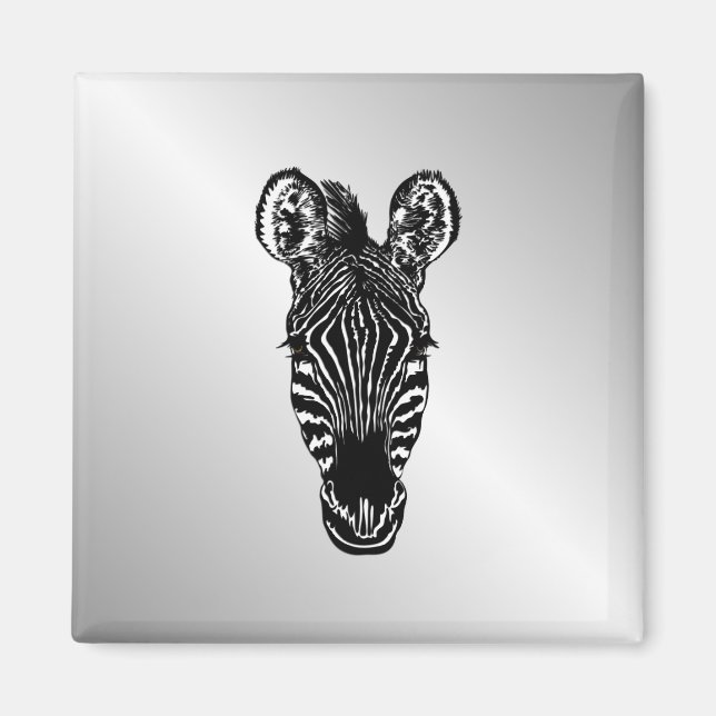 Imã Zebra Head em Silver (Frente)