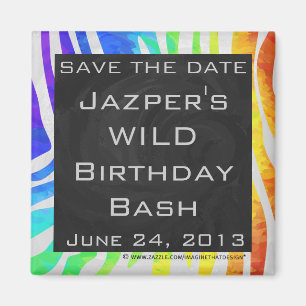 Imã Zebra Monograma Arco-íris e Impressão branco