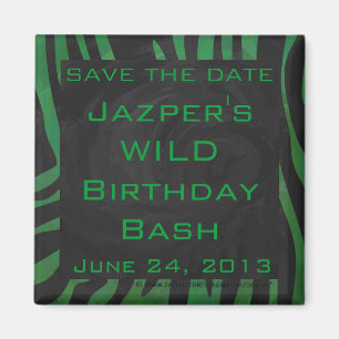 Imã Zebra Monograma Impressão preto e verde