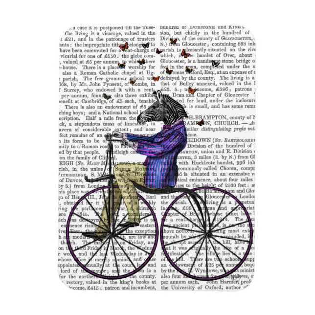 Ímã Zebra na Bicicleta (Vertical)