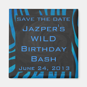 Imã Zebra Preta e Azul com Monograma