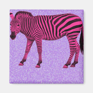 Imã Zebra Rosa Quente em Roxo