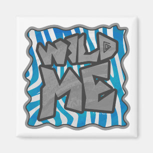 Imã Zebra Silhouette Design azul e branco