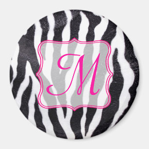 Imã Zebra Stripe Animal Imprimir Monograma Magnet Inic