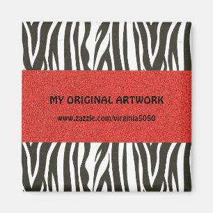 Imã Zebra Stripes em Preto e Branco com Greve Vermelha