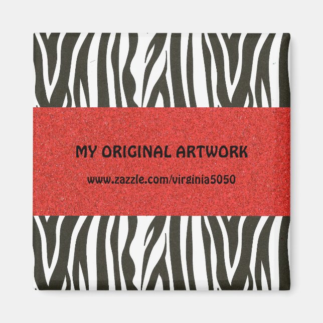 Imã Zebra Stripes em Preto e Branco com Greve Vermelha (Frente)