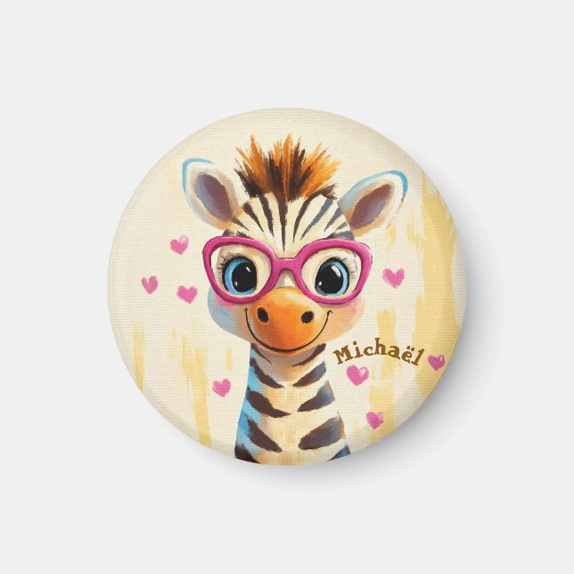 Imã Zebra Valentine's Day Heart Badge - Kids School  (Frente)