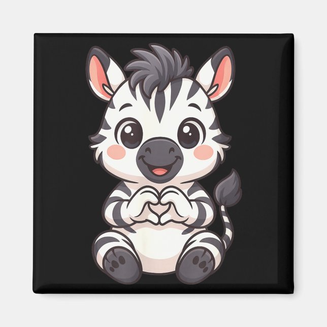 Imã Zebra with heart women girls kids heart cute zebra (Frente)
