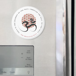 Imã Zen Asian Red Sun Yoga Moderna Caligrafia Om Aum