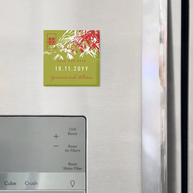 Imã Zen Bamboo Deixa Casamento Chinês Salvar A Data (In Situ (Fridge))