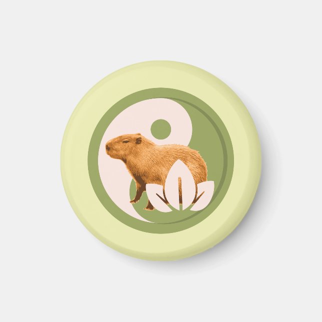Imã Zen Capivara Yin Yang Natureza Pacífica (Frente)