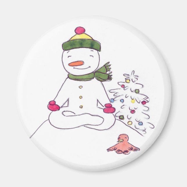 Imã Zen Snowman, Yoga Snowman (Frente)