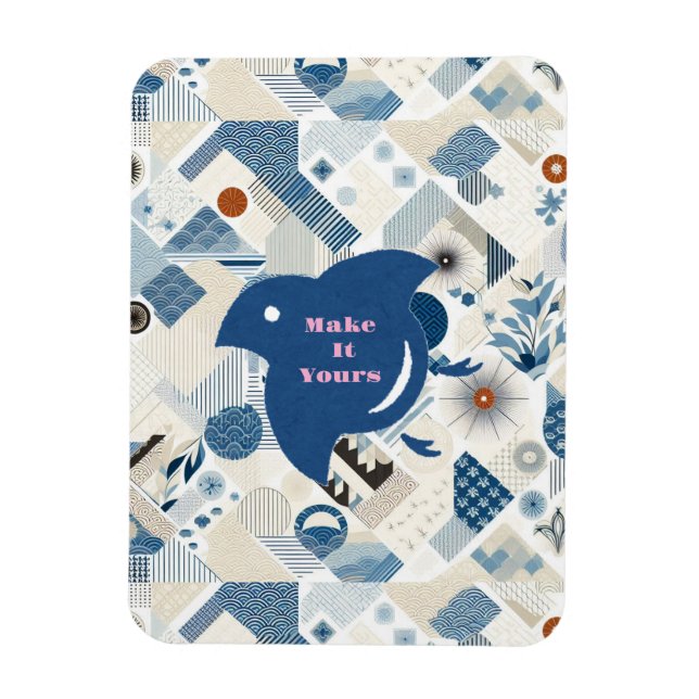 Ímã ZEN：Soft Blue & White Serenity Customizable  (Vertical)