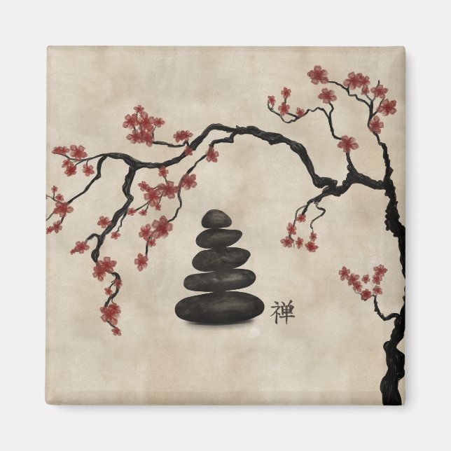 Imã Zen Stones Sakura Tree (Frente)