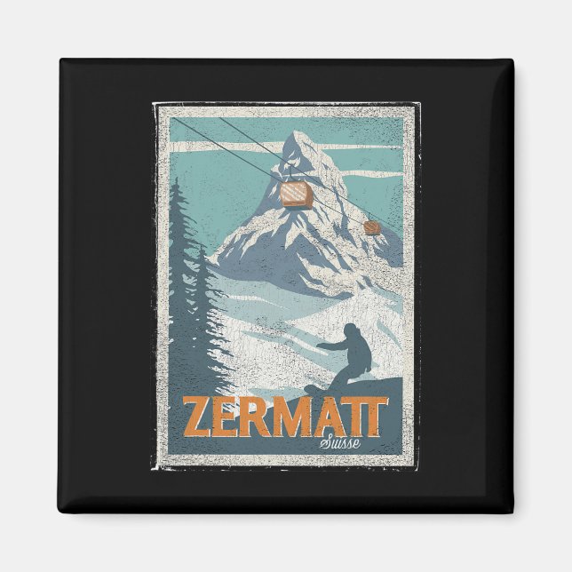Imã Zermatt Suiça de inverno Esquiando Snowboard Ski (Frente)