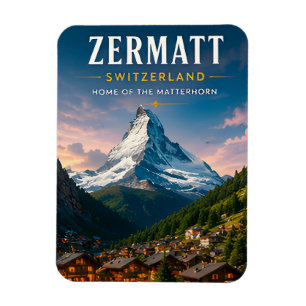 Ímã 🏔️ Zermatt Suíça Matterhorn Viagem Decoração ❄️