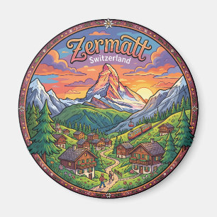 Imã Zermatt Suíça Pôr do Sol no Matterhorn