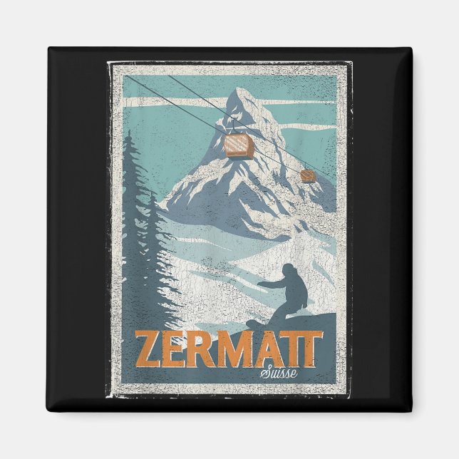 Imã Zermatt Switzerland Winter Skiing Snowboarding Ski (Frente)