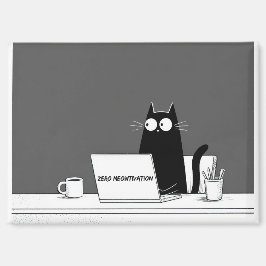 Imã Zero Meowtivation Cat – Funny Lazy Work Cartoon