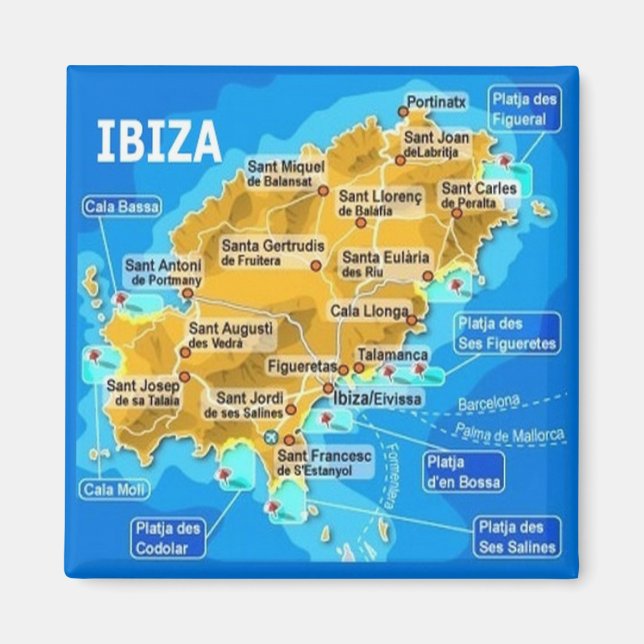 Imã zES053 EIVISSA, Mapa, Geladeira (Frente)