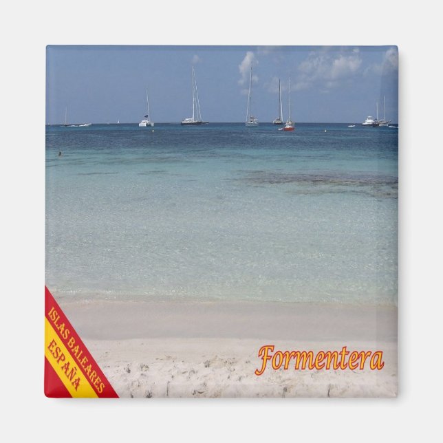 Imã zES067 FORMENTERA BEACH, Espanha Baleares, frigorí (Frente)