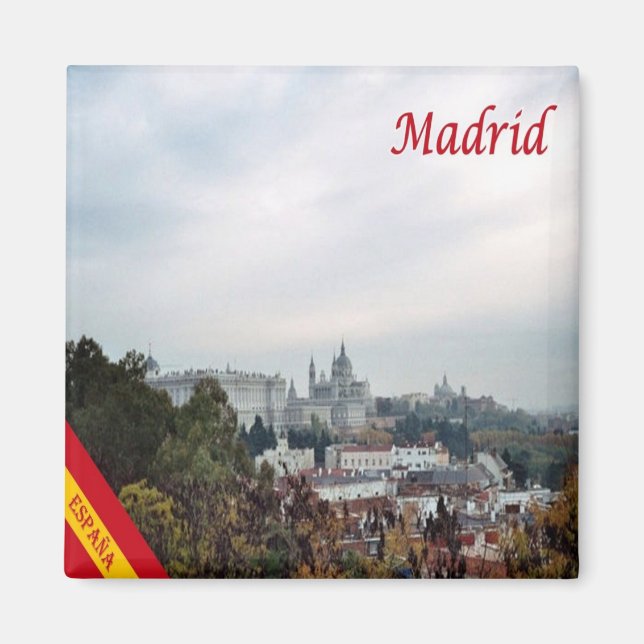 Imã zES095 MADRID, panorama, Espanha, geladeira (Frente)