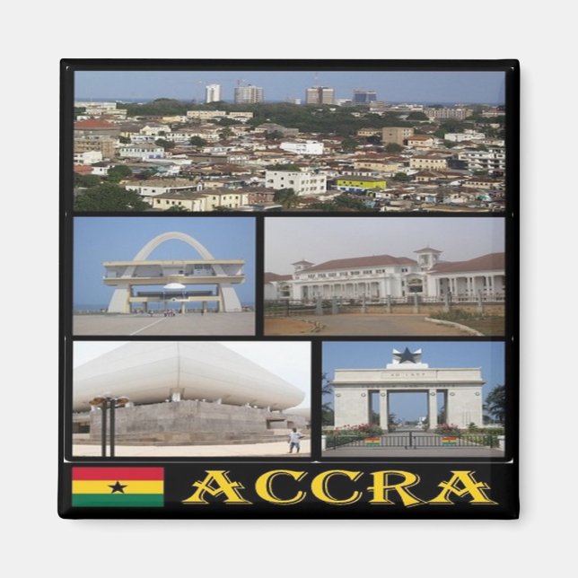 Imã zGH004 ACCRA, Mosaico, Gana, África, frigorífico (Frente)