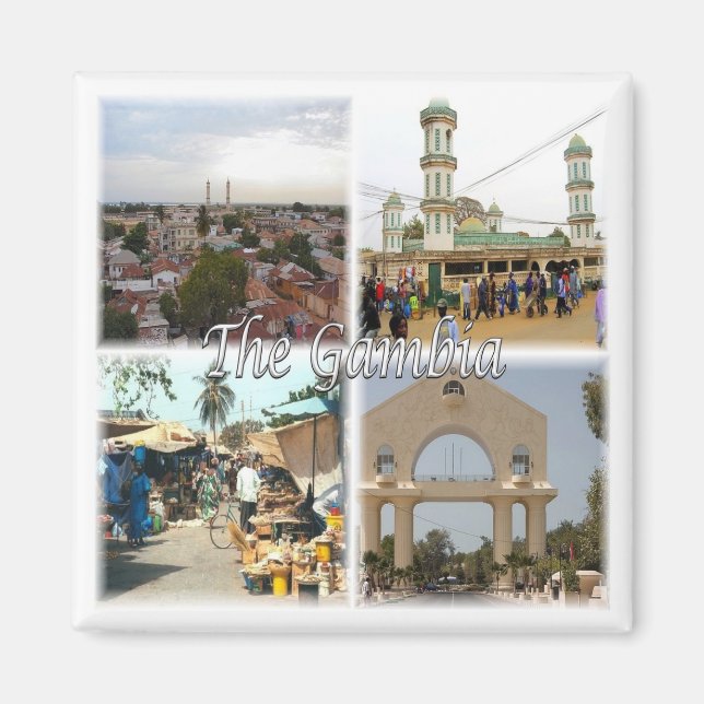 Imã zGM009 GAMBIA, Mosaico, África, geladeira (Frente)