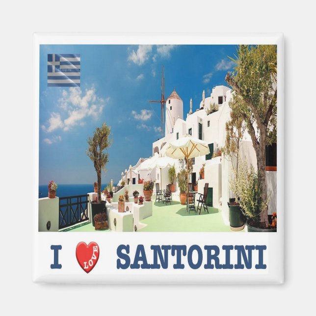 Imã zGR031 SANTORINI I Love, Oia, Grécia, Fridge (Frente)