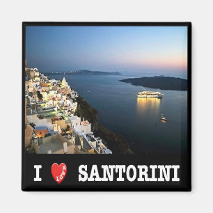 Imã zGR088 SANTORINI Eu Amo, Grécia, Geladeira