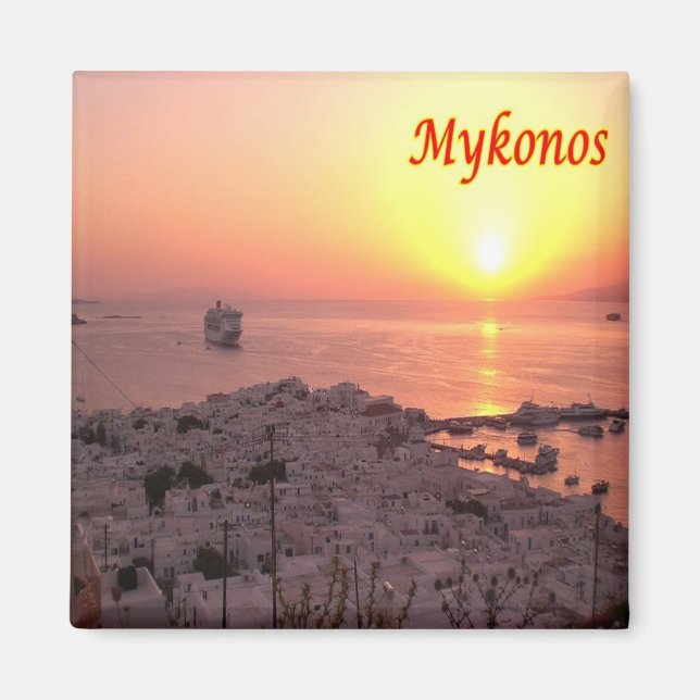 Imã zGR107 MYKONOS Panorama, Grécia, geladeira (Frente)
