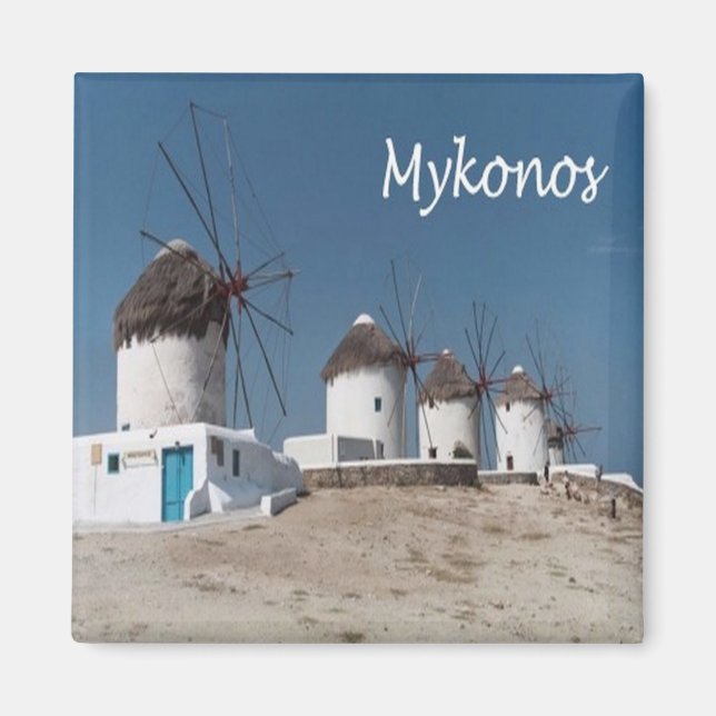 Imã zGR109 MYKONOS, Windmills, Grécia, Fridge (Frente)