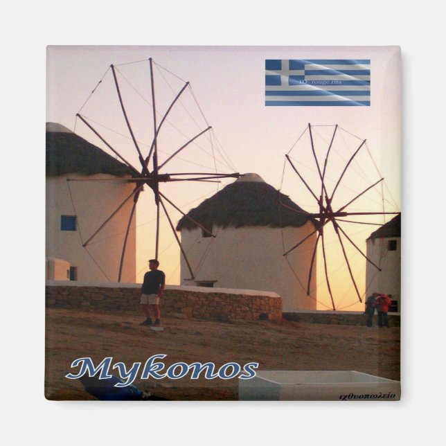 Imã zGR110 MYKONOS, Windmills, Grécia, Fridge (Frente)