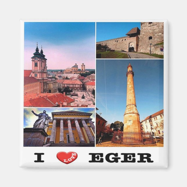Imã zHU006 EGER I Love, Mosaic, Hungria, Fridge (Frente)