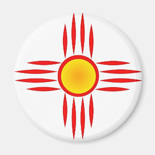 Imã Zia Vermelha com Centro Amarelo