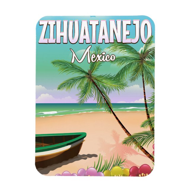 Ímã Zihuatanejo poster de férias na praia mexicana (Vertical)