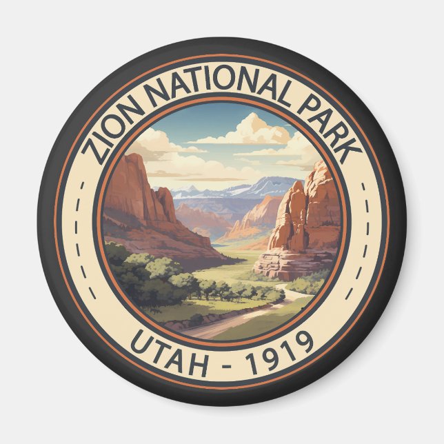 Imã Zion National Park Illustration Viagem Art (Frente)